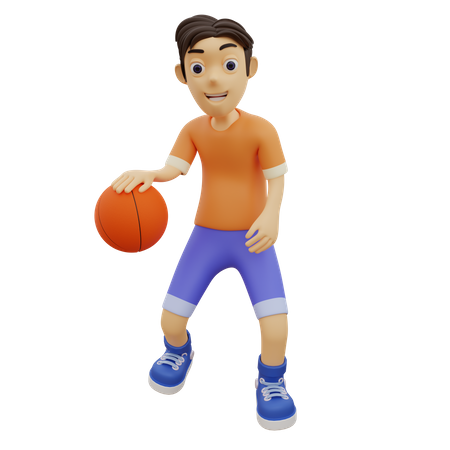 Male Playing Basketball  3D Illustration