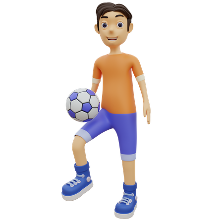 Male Playing Football 3D Illustration