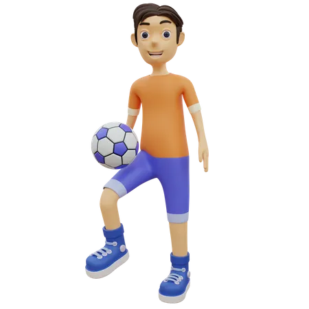 Male Playing Football 3D Illustration