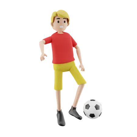 Male Playing Football  3D Illustration