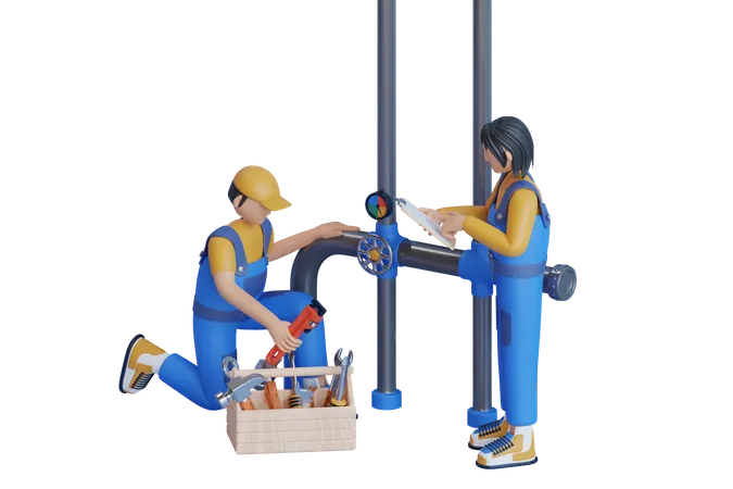 3 D Illustration Of A Male Plumber Checking Pipelines Plumbing Repair Service Plumber Working In The Bathroom 3 D Illustration 3D Illustration
