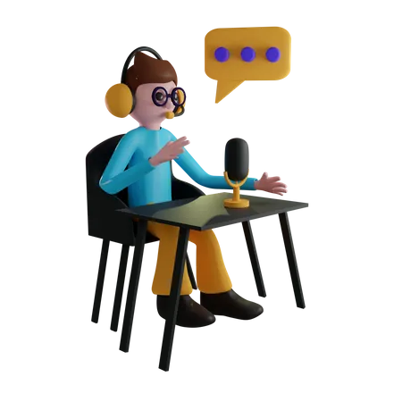 Male Podcaster  3D Illustration