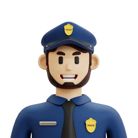 Male Police Character 3D Icon