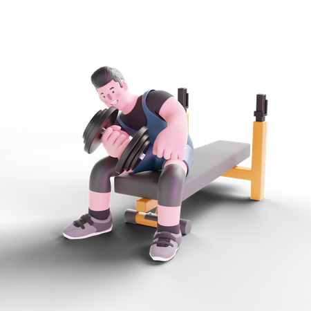 Male powerlifter working out with dumbbells 3D Illustration