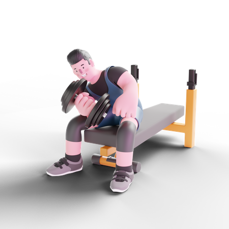 Male powerlifter working out with dumbbells  3D Icon
