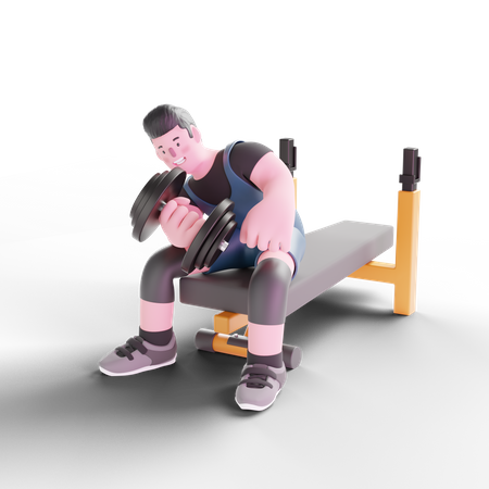 Male powerlifter working out with dumbbells  3D Illustration