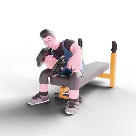 Male powerlifter working out with dumbbells  3D Illustration