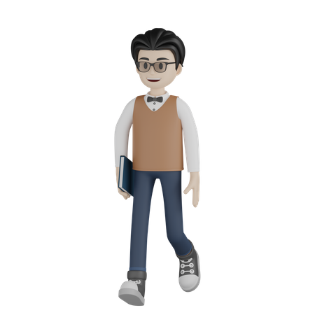 Male Professor Walking 3D Illustration