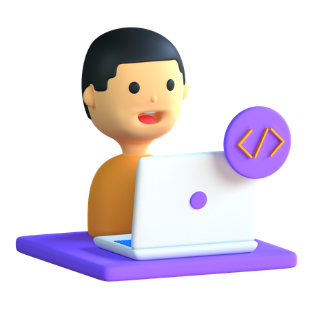 Male Programmer  3D Icon