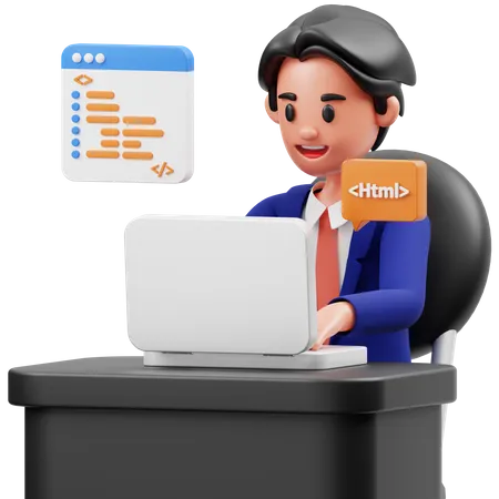 Male Programmer  3D Icon