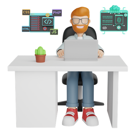 Male Programmer  3D Illustration