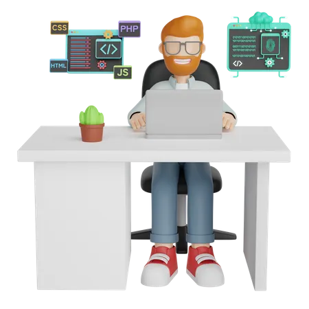 Male Programmer  3D Illustration