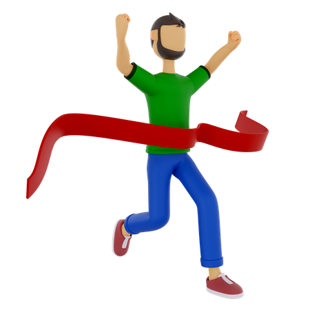 Male Reaching Finish Line  3D Illustration