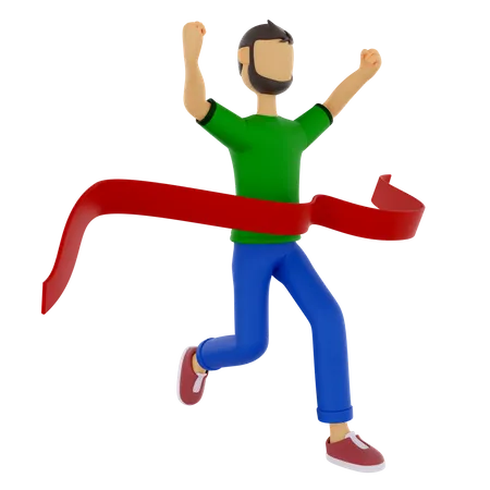 Male Reaching Finish Line  3D Illustration