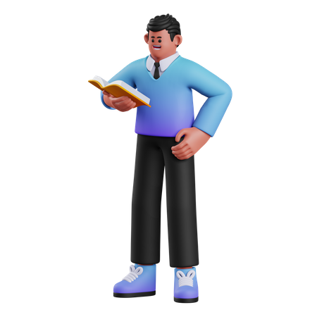 Male Reading Book  3D Illustration