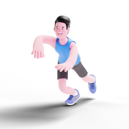 Male runner doing practice 3D Illustration