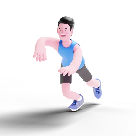 Male runner doing practice  3D Illustration