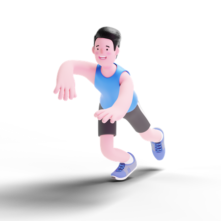 Male runner doing practice  3D Illustration