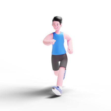 Male runner doing practice for match  3D Illustration