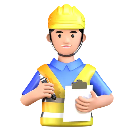 Male Safety Inspector  3D Icon