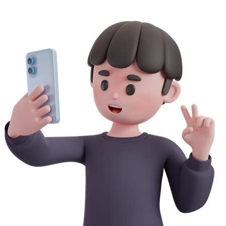 Male Selfie With Smartphone  3D Illustration