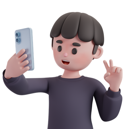 Male Selfie With Smartphone  3D Illustration