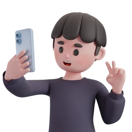 Male Selfie With Smartphone  3D Illustration