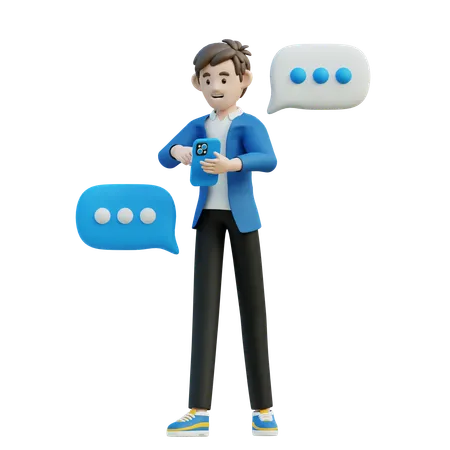 Male Send Messages  3D Illustration