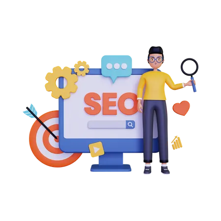 Male SEO developer  3D Illustration