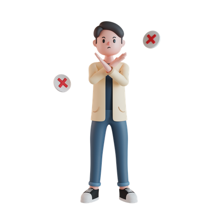 Male showing No gesture  3D Icon
