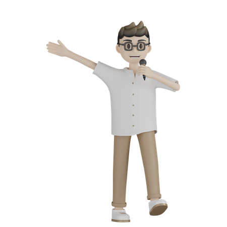 Male Singer Singing Song  3D Icon
