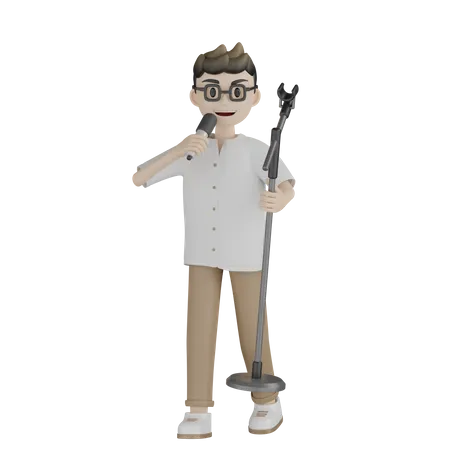 Male Singer Character 3D Illustration