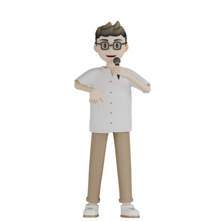 Male Singer Singing Song While Showing Down  3D Icon