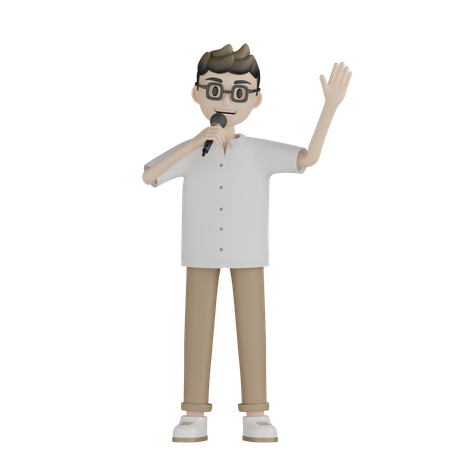Male Singer Singing Song While Weaving Hand  3D Icon