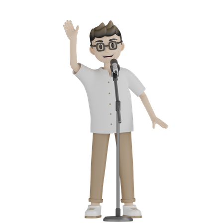 Male Singer Weaving Hand  3D Icon
