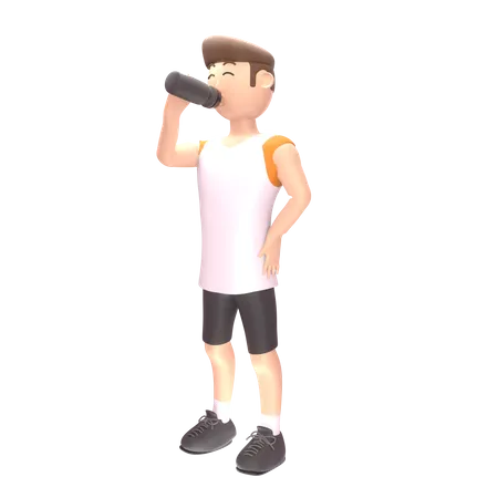 Male sports person drinking energy drink  3D Illustration