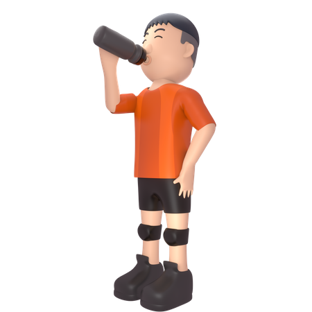 Male sportsperson drinking energy drink  3D Icon
