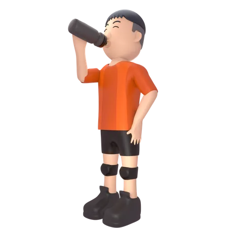 Male sportsperson drinking energy drink  3D Illustration