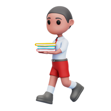 Male Student Carrying Books  3D Illustration
