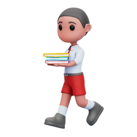 Male Student Carrying Books  3D Illustration