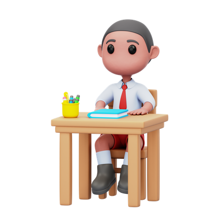 Male Student Doing Study In Class  3D Illustration