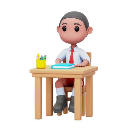 Male Student Doing Study In Class  3D Illustration
