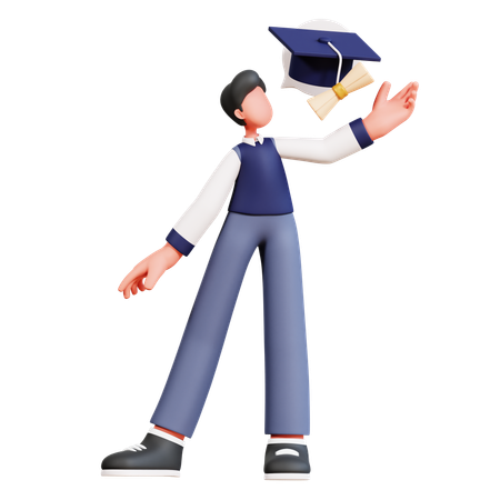 Male Student Getting Graduation Degree  3D Icon