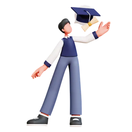 Male Student Getting Graduation Degree  3D Illustration