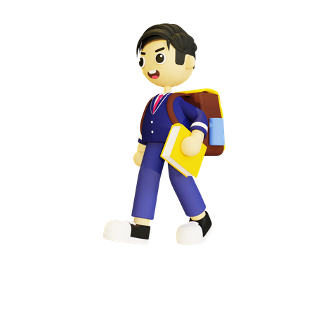 Male student going school  3D Icon