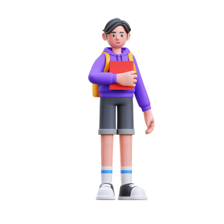 Male Student Holding Book  3D Illustration