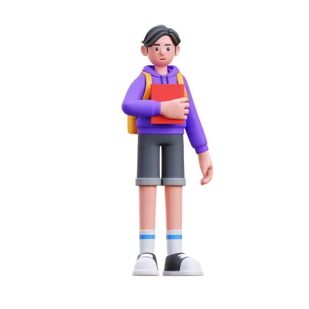 Male Student Holding Book  3D Illustration