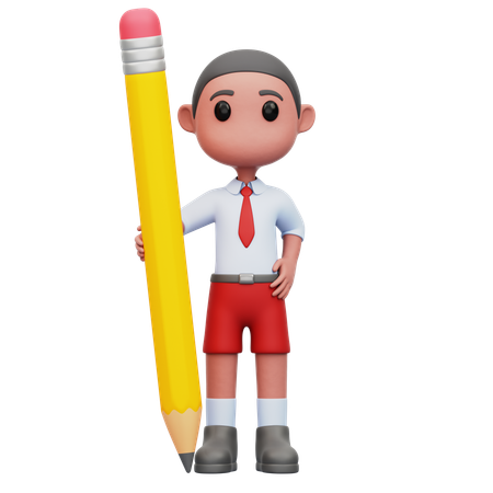 Male Student Holding Pencil  3D Illustration
