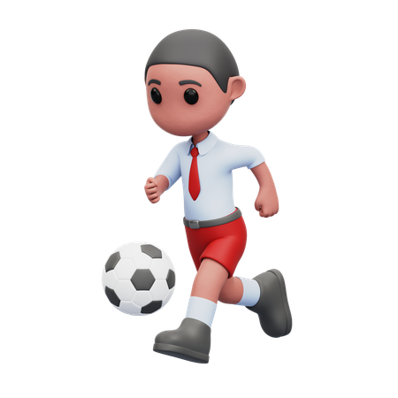Male Student Playing Football  3D Illustration