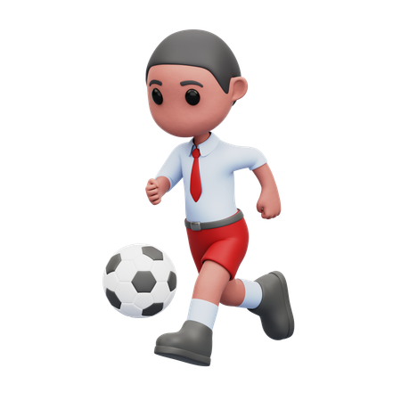 Male Student Playing Football  3D Illustration